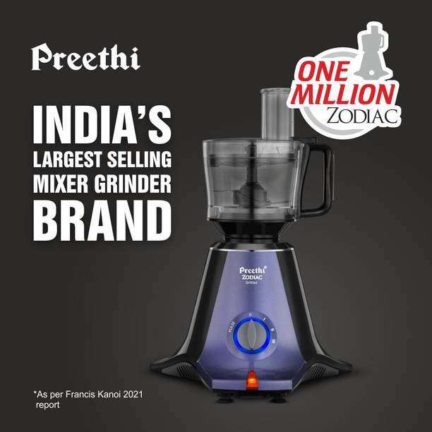 Preethi Zodiac Glitter MG-264 including Masterchef Jar 750 Juicer Mixer Grinder (5 Jars, Lavender/Black)