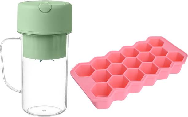 KPJN ENTERPRISES USB Rechargeable Electric Juicer Cup with Straw 2 Pcs Silicone Ice Tray 40 W Juicer