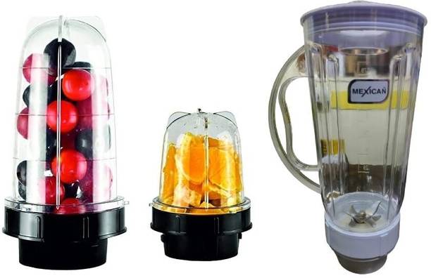 Mexican Set of 3 Juicer Jar ABS Plastic Capacity Jar (300ML,500 ml)- Mixer Juicer Jar