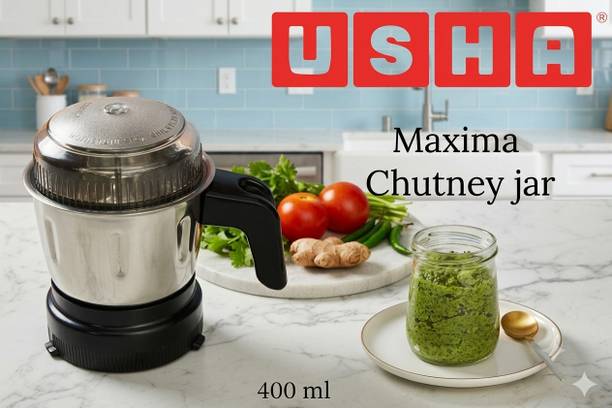 USHA MAXIMA Chutney & Grinder Stainless Steel Heavy Jar | 4-Teeth Coupler Mixer Juicer Jar
