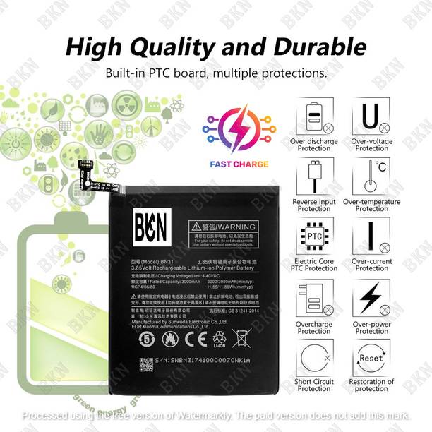 BKN Mobile Battery For  XIAOMI / REDMI / Mi BN31 – Xiaomi Mi A1, Redmi Note 5A ORIGINAL BATTERY BN31 3080mAh