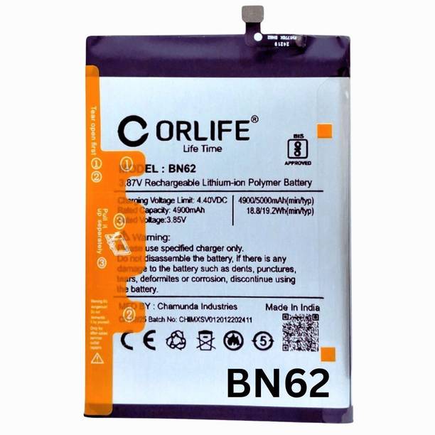 orlife Mobile Battery For  Redmi Note 9 4G | 9 Power | 9T | M3 | BN62 ( 1 Year Replacement Warranty )