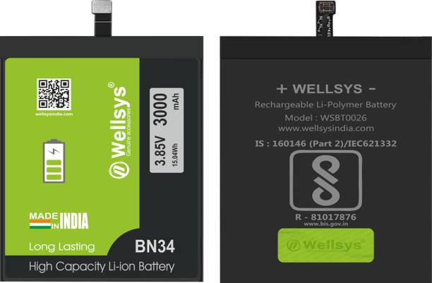 WELLSYS Mobile Battery For  Xiaomi Redmi 5A (BN34) 3000 mAh