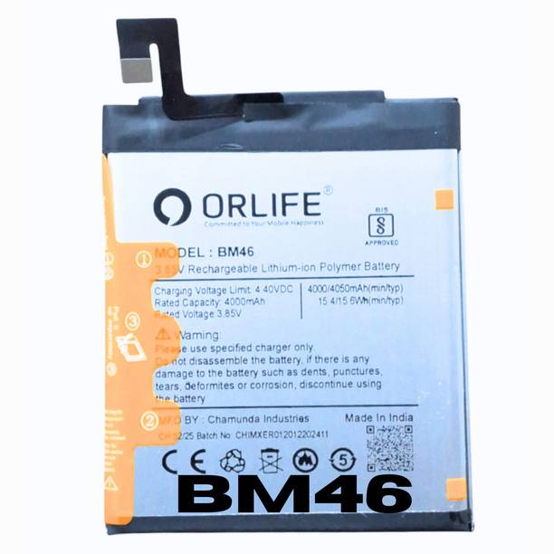 orlife Mobile Battery For  Redmi Note 3, Note 3 Pro | BM46 ( 1 Year Replacement Warranty )