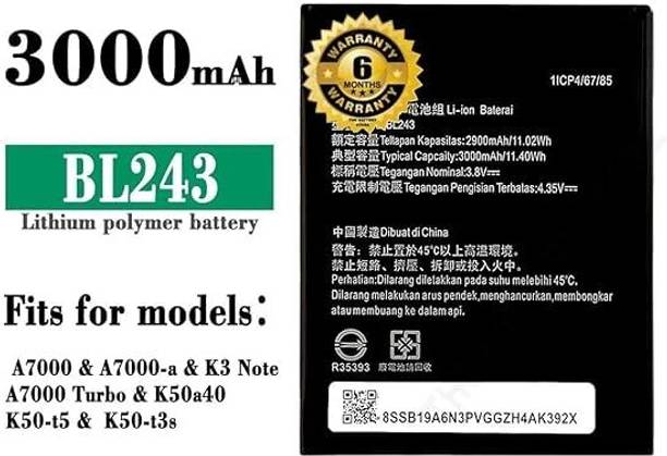 THE BATTERY STORE Mobile Battery For  Lenovo BL243 Lenovo K3 Note K50-T5 A7000 A5500 A5600 A7600 with 6 Month Warranty