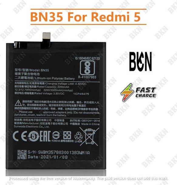 BKN Mobile Battery For  XIAOMI / REDMI / Mi BN35 3300mAh BN35 Original Capacity Battery for Xiaomi Redmi 5