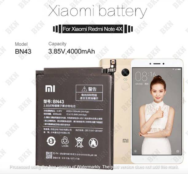 BKN Mobile Battery For  XIAOMI / REDMI / Mi BN43 Original BN43 Battery for Redmi Note 4 / Mi Note 4X Battery (4000 MAH)