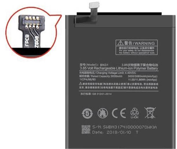 VEHUB Mobile Battery For  Xiaomi Redmi Y2 (BN31) Battery 3000/3080MAh