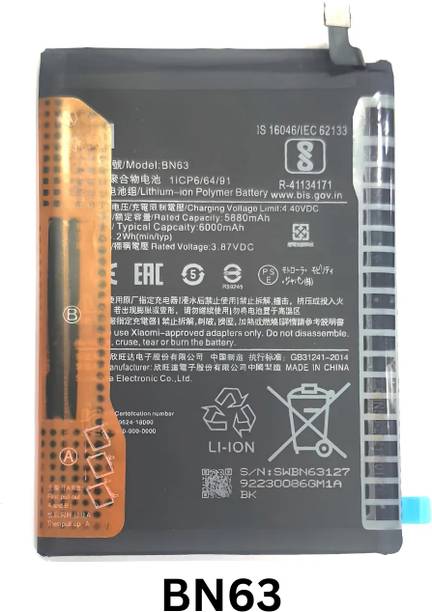 BKN Mobile Battery For  XIAOMI / REDMI / POCO / Mi Xiaomi Mi Redmi 10 / 10 Prime Battery Original (Model : BN63) (6000mAh)