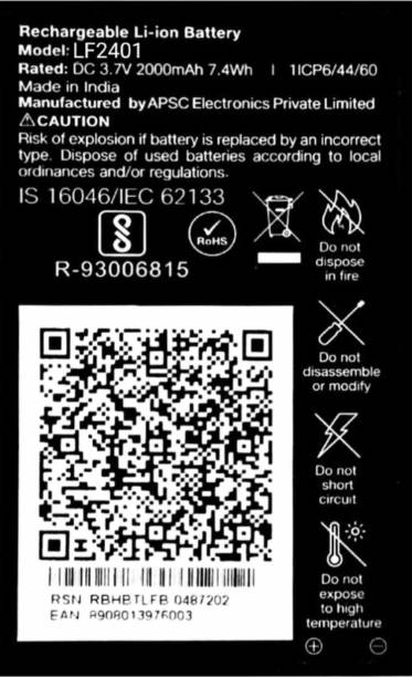 FAmart Mobile Battery For  LYF JIO PHONE BATTERY LF2401/3.7V/2000mAh