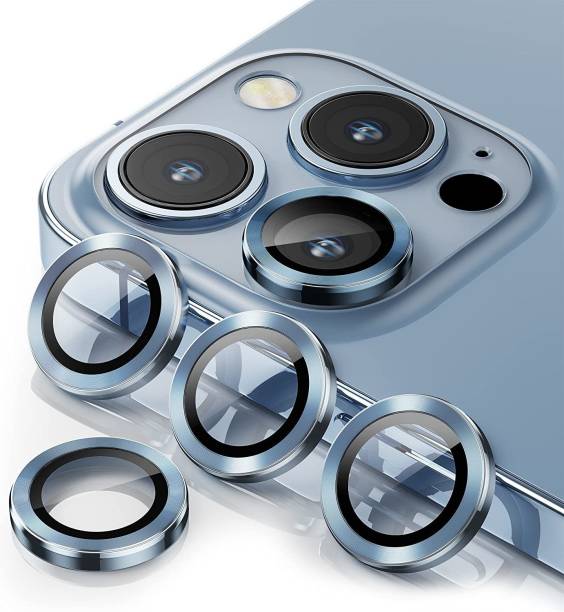 CASENED Camera Lens Protector for iPhone 13 Pro / iPhone 13 Pro Max Metal Rings Back Camera Lens Protector | Anti Scratch | HD Tempered Glass Metal Camera Screen Protector Blue