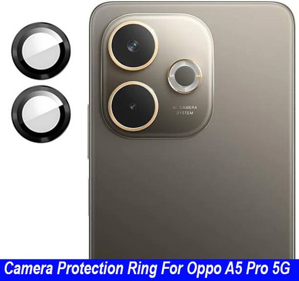 Zyxo Back Camera Lens Ring Guard Protector for Oppo A5 Pro [ Black Metal Ring with 9H Glass] Set of 1