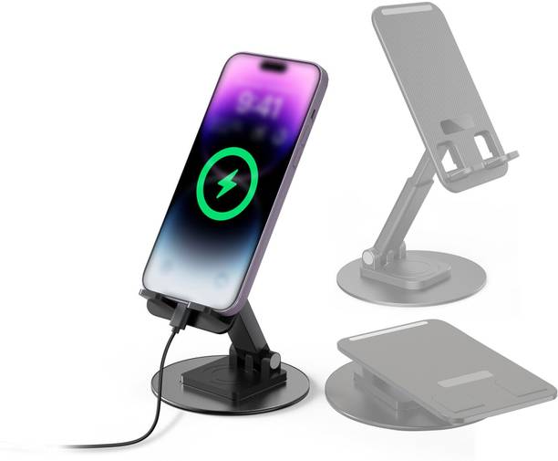 Wanzhow Desktop Mobile Phone Stand Table Mount Adjustable & Foldable 360° Rotatable Base Mobile Holder