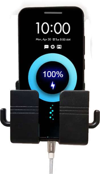 aflah Black Wall Mounted Mobile Stand Storage Case for Remote, Phone Charging 1 pics Mobile Holder