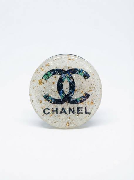 Tridentraders Luxury Pearl White with Gold Flakes Mobile Pop Socket Mobile Holder
