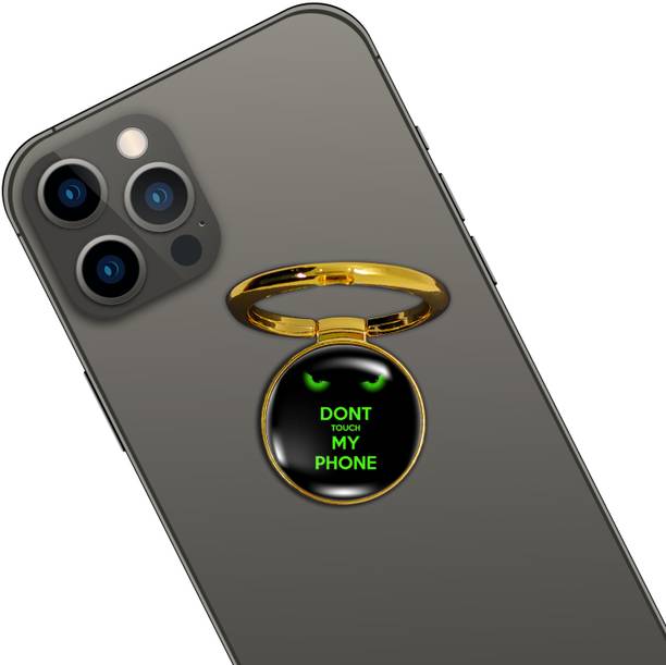 Swap-n-Snap GOLD HOLO-RING PHONE GRIP & STAND DONT TOUCH DESIGN & SWAP MAGNET LOGO Mobile Holder
