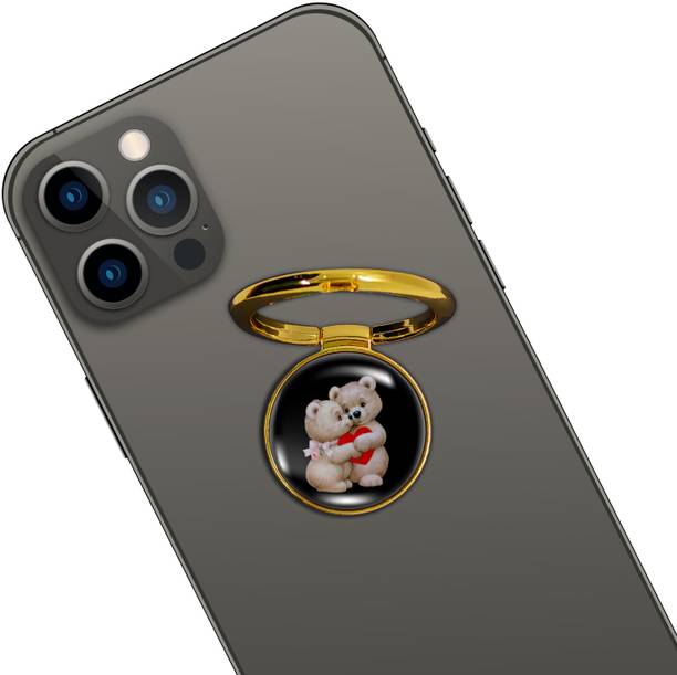 Swap-n-Snap GOLD HOLO-RING PHONE GRIP & STAND WITH TEDDY DESIGN & SWAP MAGNET LOGO Mobile Holder