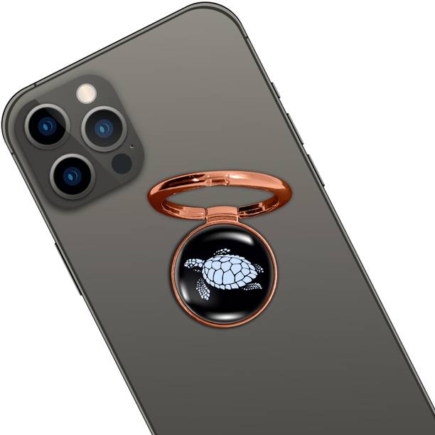 Swap-n-Snap ROSE GOLD HOLO-RING PHONE GRIP & STAND WITH TURTLE DESIGN & SWAP MAGNET LOGO Mobile Holder