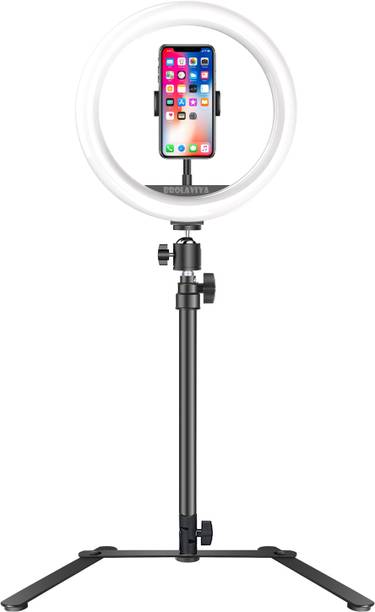 BROLAVIYA Overhead Mobile Stand with 10 inch Ring Light, Desktop , 1/4' Male Adaptor Mobile Holder