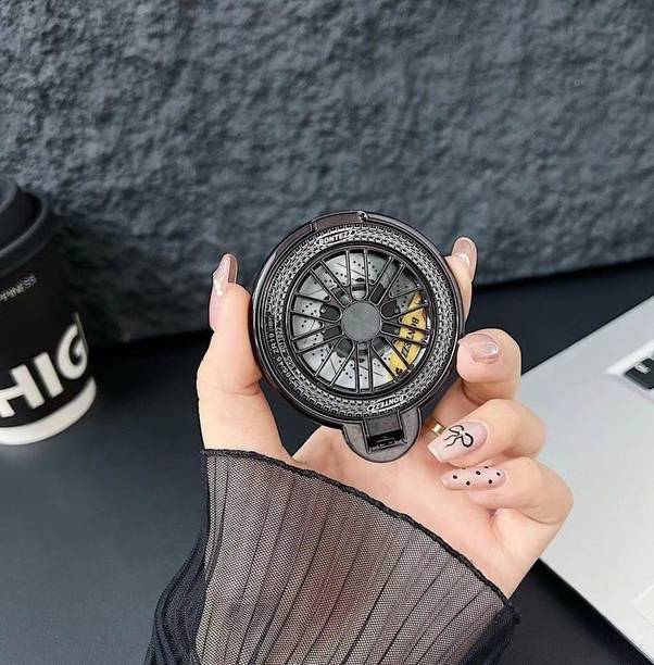 Hoccroxx Mobile Protective Ring Stand Holder, Vintage Wheel Design Black 2 Pcs Mobile Holder