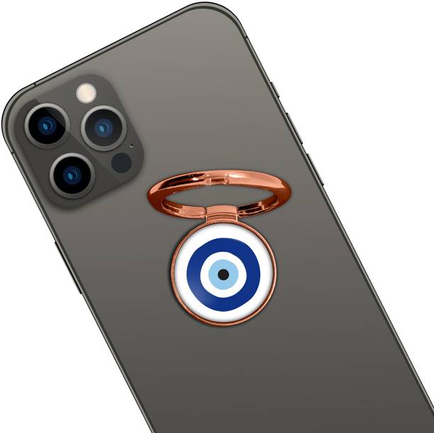 Swap-n-Snap ROSE GOLD HOLO-RING PHONE GRIP & STAND WITH EVIL EYE DESIGN & SWAP MAGNET LOGO Mobile Holder