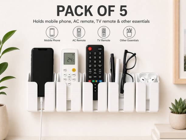 Expro Pack of 5 Multi Purpose Wall Holder for Remote ,Phone Charging Stand Mobile Holder