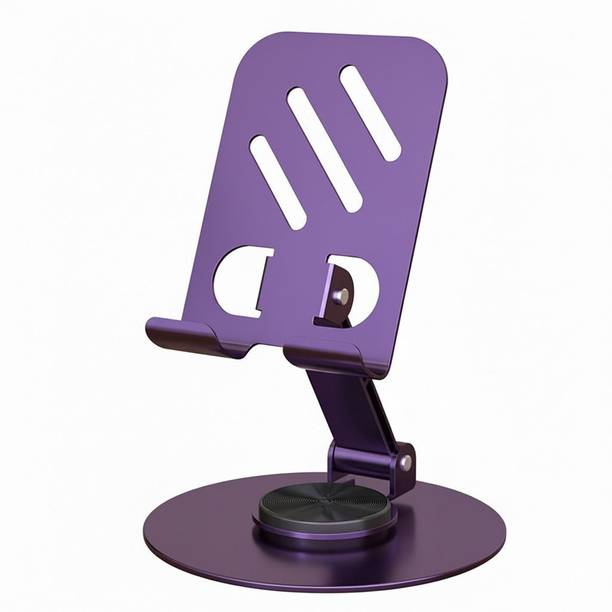 RixHub Phone Stand 360Rotation, Height Adjustable for Table, Desk, Metal Base Mobile Holder