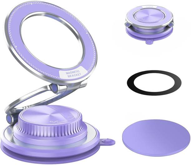 RIGGEAR Vacuum Suction Magnetic Phone Holder | Adjustable 360° Car & Desk Mount (Purple) Mobile Holder
