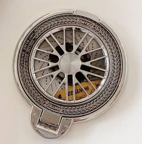 Hoccroxx Mobile Protective Ring Stand Holder, Vintage Wheel Design Silver 2 Pcs Mobile Holder