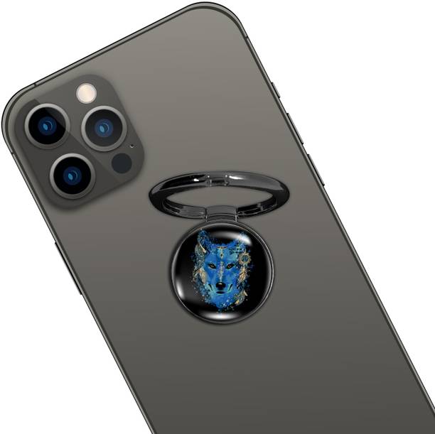 Swap-n-Snap 360° Holo-Ring Mobile Holder With 3 Changeable Logos , WOLF DESIGN, Selfie Grip, Handsfree Stand, Universal Metallic Dock Mobile Holder Mobile Holder