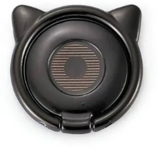P s retail Rotatble Cute Cat Ear Finger Ring Mobile Holder - Black - 1 Pc Mobile Holder