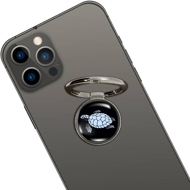 Swap-n-Snap SILVER HOLO-RING PHONE GRIP & STAND WITH TURTLE DESIGN & SWAP MAGNET LOGO Mobile Holder