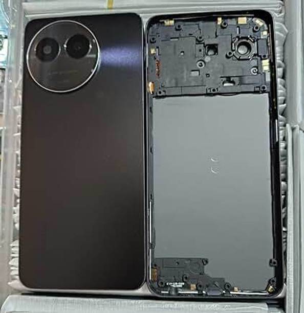 SPAREWARE® Back Panel Back Door Panel Body Cover For Realme Narzo 60X 5G -Black (MIDDLE RING + BACK PANEL WITH ALL LOGO)
