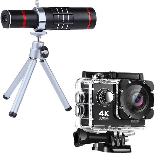 Lipzie Combo C621 18x Optical Zoom Lens & 16MP 4K Action Camera. Mobile Phone Lens