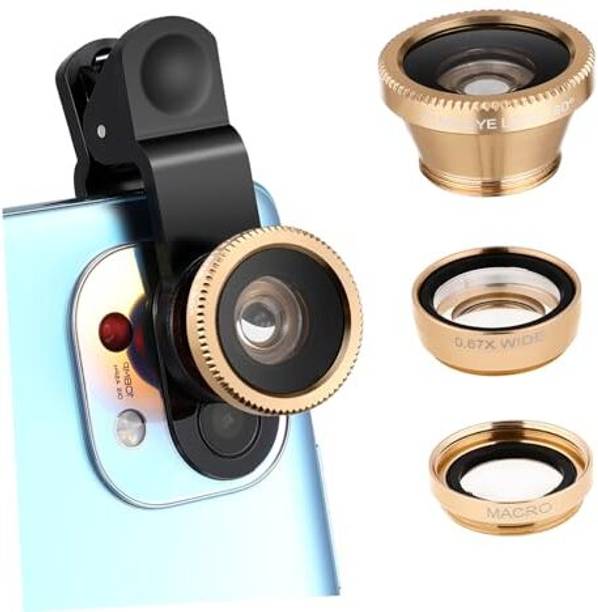 OSTALY Ultra HD Wide Angle 3 in 1 Universal Clip Lens Fish Eye, Macro Lens Mobile Phone Lens