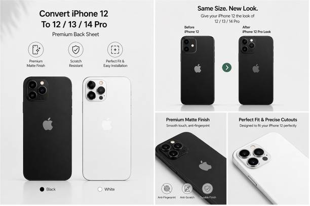 Canadian Converter For Iphone 12 to Iphone 12Pro/13Pro/14Pro Models Rear (Black Instock) Mobile Skin