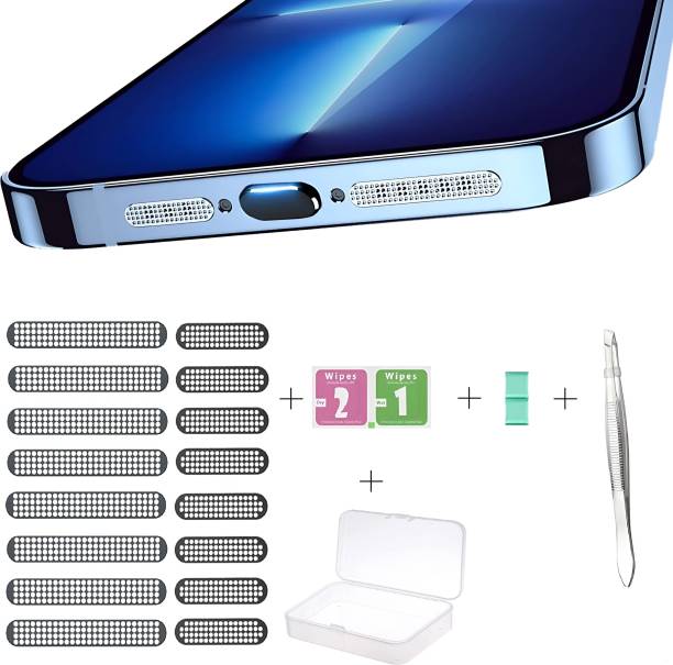 ZOTIMO Phone Metalic Speaker Mesh Dustproof Stickers Set, iphone Speaker Protector Audio Jack Black Anti-dust Plug