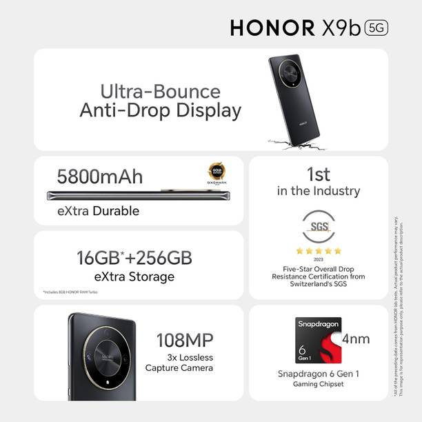 Honor X9b (Midnight Black, 256 GB)  (8 GB RAM)