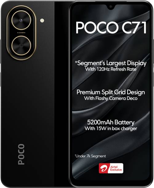 POCO C71 – Locked with Airtel Prepaid (Power Black, 64 GB)