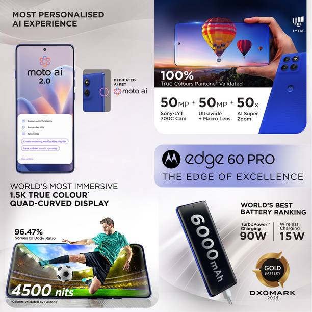 MOTOROLA Edge 60 Pro (Pantone Dazzling Blue, 256 GB)  (12 GB RAM)