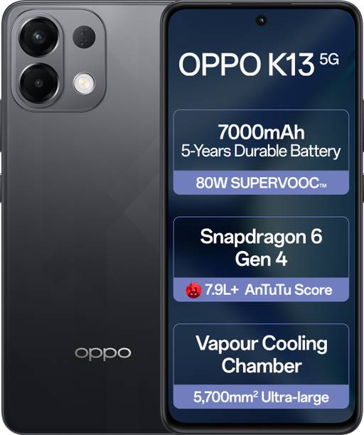 OPPO K13 5G with 7000mAh and 80W SUPERVOOC Charger In-The-Box (Prism Black, 128 GB)