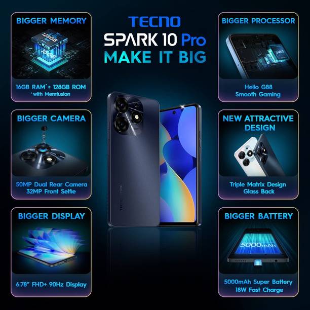 Tecno Spark 10 Pro (Starry Black, 128 GB) Price in India - CompareNow