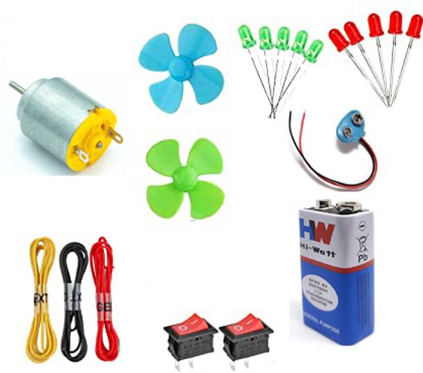 Easychoice Science Experiment /DC Motor/9V Battery/ LEDs/Mini Switch for Project DIYs Model Building Kit