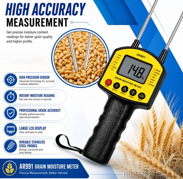 Smart Sense AR991 Digital Grain Moisture Meter for 14 Grain Types with LCD Display AR991 Multi Grain Digital Moisture Meter 300mm Pin Type Pin-Type Digital Moisture Measurer