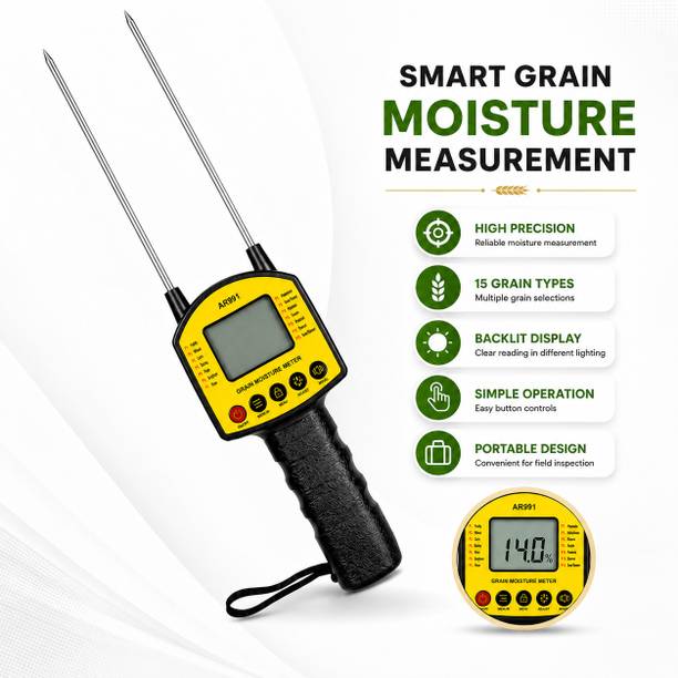 METRIVA_TECH AR991 Digital Grain Moisture Meter, Pin Type Grain Tester for Wheat, Rice & Corn AR991 Multi Grain Digital Moisture Meter Pin-Type Digital Moisture Measurer