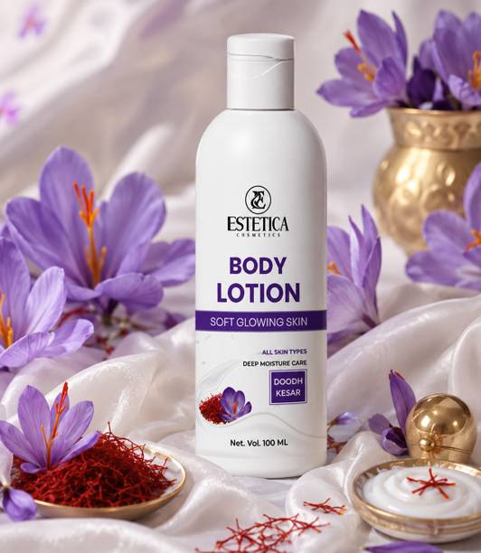 Estetica Cosmetics Doodh Kesar Nourishing Body Lotion for Dry and Rough Skin Daily Use