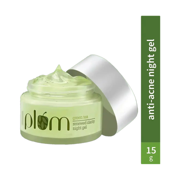 Plum Green Tea Night Gel Cream | Anti-aging Oil-free Moisturizer with Glycolic Acid