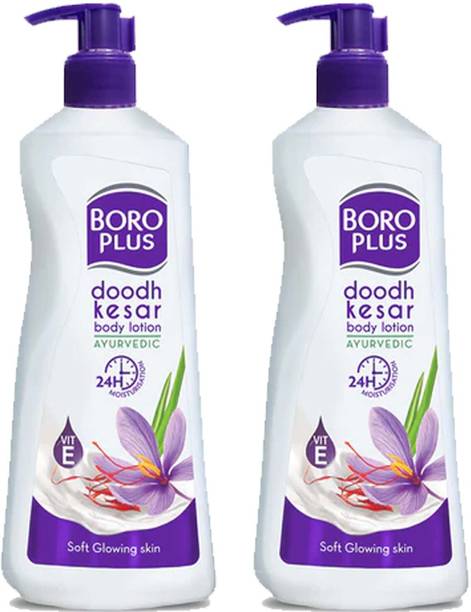 BOROPLUS Doodh & Kesar Body Lotion 400ml For 24hr Soften & Glowing Skin Pack of -40ml x 2