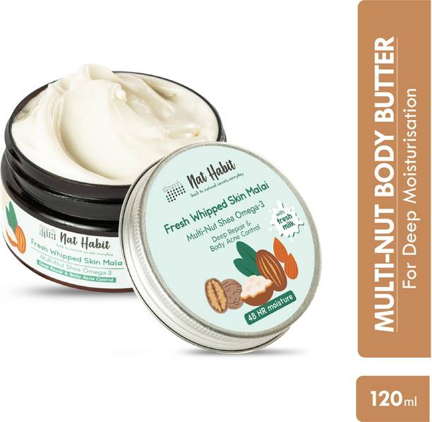 Nat Habit Shea Butter Omega 3 Moisturizer Body Cream, Anti-Aging & Collagen Boost