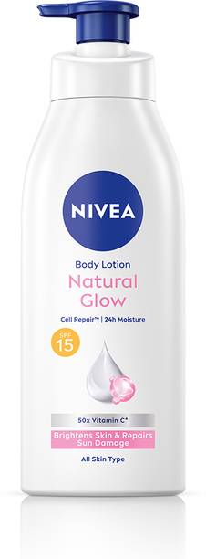 NIVEA Natural Glow, Cell Repair Brightens Skin, 50x Vitamin C Body Lotion with SPF 15